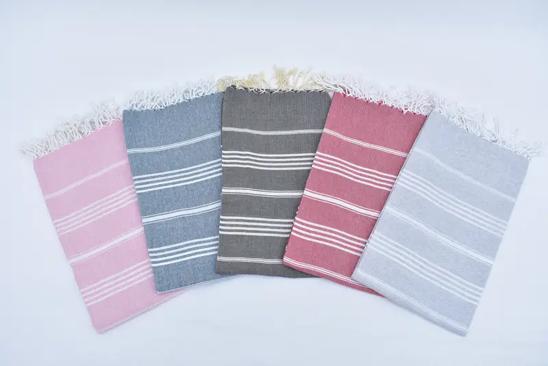 Custom Beach Towel, Gray Striped Organic Cotton, 70x40 Inches