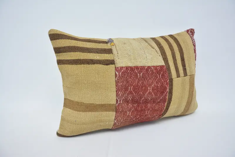 Handmade Kilim Cushion, Kilim Pillow Cover, Pillow Sham, Outdoor Bolster Cushion, 16x24 Red Cushion, Ethnical Kilim Rug Pillow - 3
