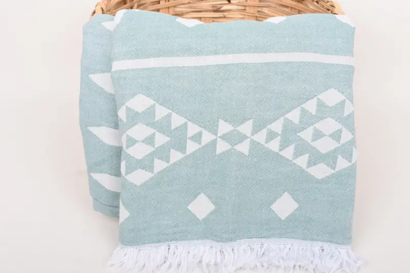 Throw Blanket Couch, 70x60 Cotton Geometric Towel, Custom Wedding Gifts, Bridal Shower Gifts, Boho Throw Blankets, Thanksgiving Tablecloth - 6