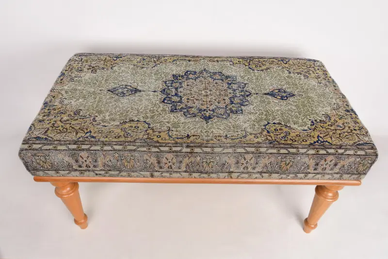 Modüler Yeşil & Bronz Osmanlı Seti, Kilimden Esinlenen Yün Karışımlı Osmanlı