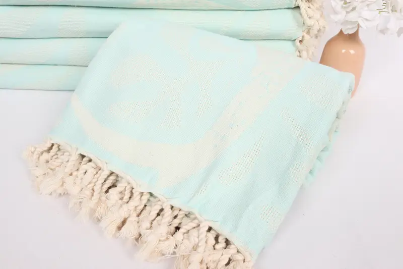 Boho Throw Blankets, Tablecloth, Turkish Beach Blanket, Personalized Blanket, 100x92 Cotton Whale Design Towel, Personalized Wedding Gift - 5