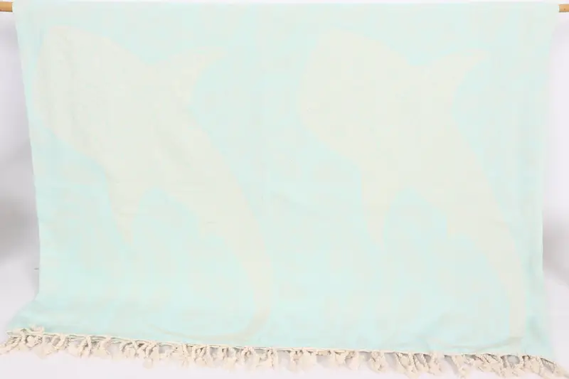 Boho Throw Blankets, Tablecloth, Turkish Beach Blanket, Personalized Blanket, 100x92 Cotton Whale Design Towel, Personalized Wedding Gift - 1