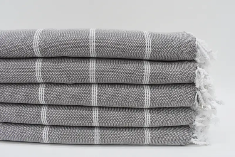 Turkish Beach Towel Personalized Brown Stripes, Organic Cotton, 70x40 Inches