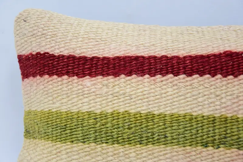 Pillow, Kilim Cushion Sham, Bright Pillow, 8x16 Beige Pillow, Vintage Kilim Throw Pillow, Kilim Pillow, Ottoman Pillow Cover, Bolster Throw Cushion - 2