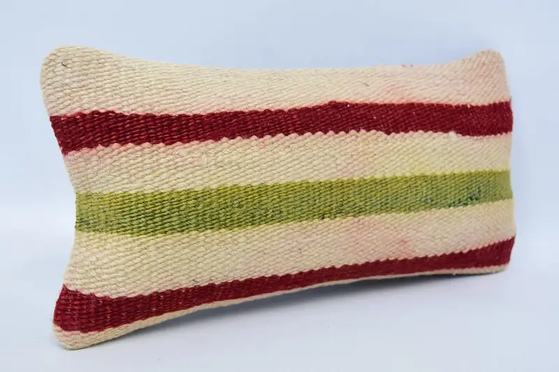 Pillow, Kilim Cushion Sham, Bright Pillow, 8x16 Beige Pillow, Vintage Kilim Throw Pillow, Kilim Pillow, Ottoman Pillow Cover, Bolster Throw Cushion - 3