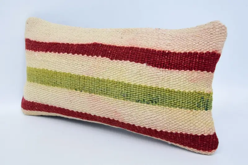 Pillow, Kilim Cushion Sham, Bright Pillow, 8x16 Beige Pillow, Vintage Kilim Throw Pillow, Kilim Pillow, Ottoman Pillow Cover, Bolster Throw Cushion - 4