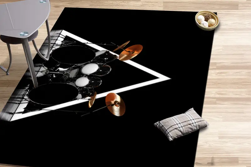 モダンなプリントラグ: トレンディなオフィス&ミュージシャンへのギフトデザイン