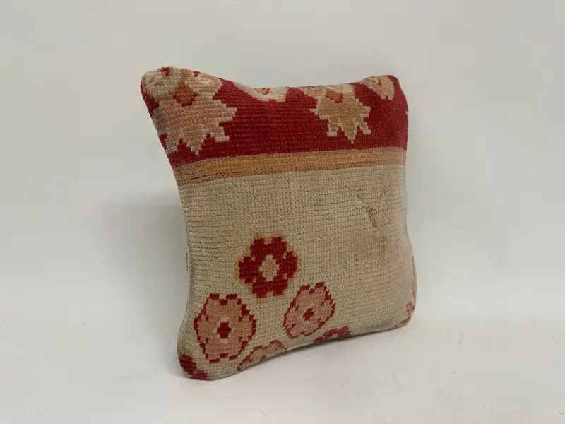 Pillow, Garden Pillow Case, Turkish Pillow, Neutral Pillow, 12x12 Beige Pillow Sham, Vintage Kilim Pillow, Handmade Kilim Cushion - 3