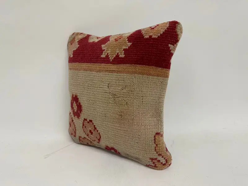 Pillow, Garden Pillow Case, Turkish Pillow, Neutral Pillow, 12x12 Beige Pillow Sham, Vintage Kilim Pillow, Handmade Kilim Cushion - 4