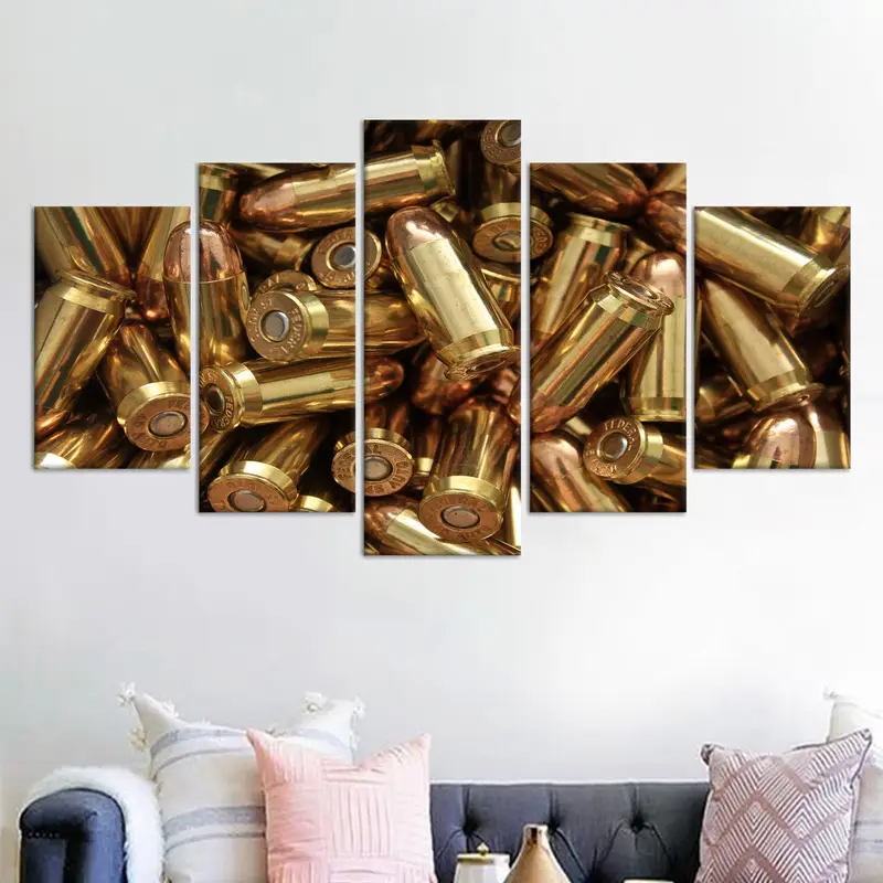 エリート ミリタリー キャンバス: 飛んでくる弾丸、銃、アーミー ゴールド アート