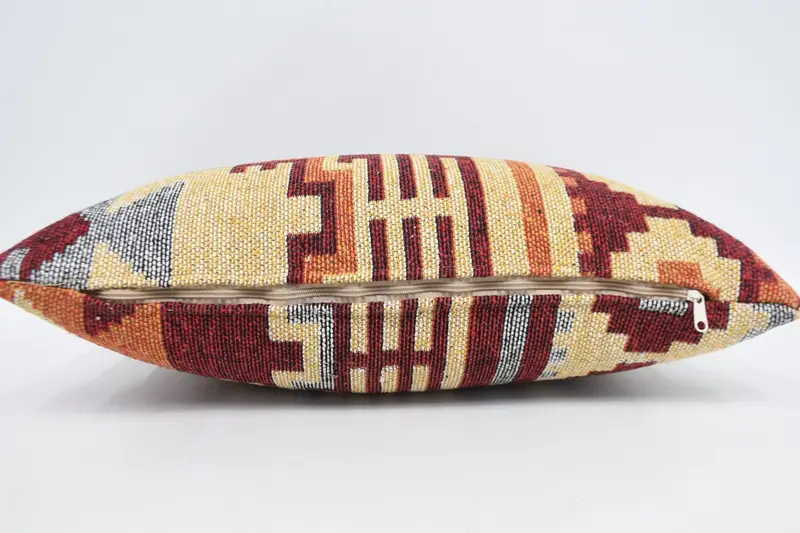 Kilim Pillow Cover, Boho Pillow Sham Cover, Vintage Cushion, Boho Throw Pillow, Pillow, Home Decor Pillow, Toss Pillow Sham, 16x24 Red Cushion - 6