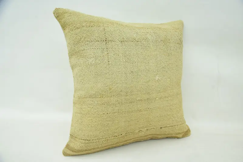 Cushion Case, Turkish Pillow, Personalized Gift Pillow Cushion Cover, 16x16 Beige Cushion, Sofa Pillow Sham, Vintage Kilim Pillow, Pillow for Couch - 2