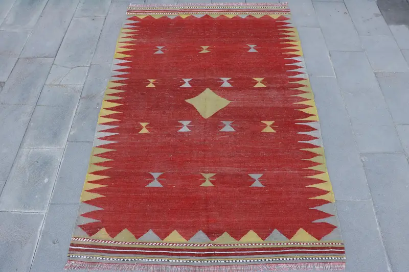 Kırmızı Kamuflaj Halı, 4,6x7,2 ft Şık Ev Dekoru