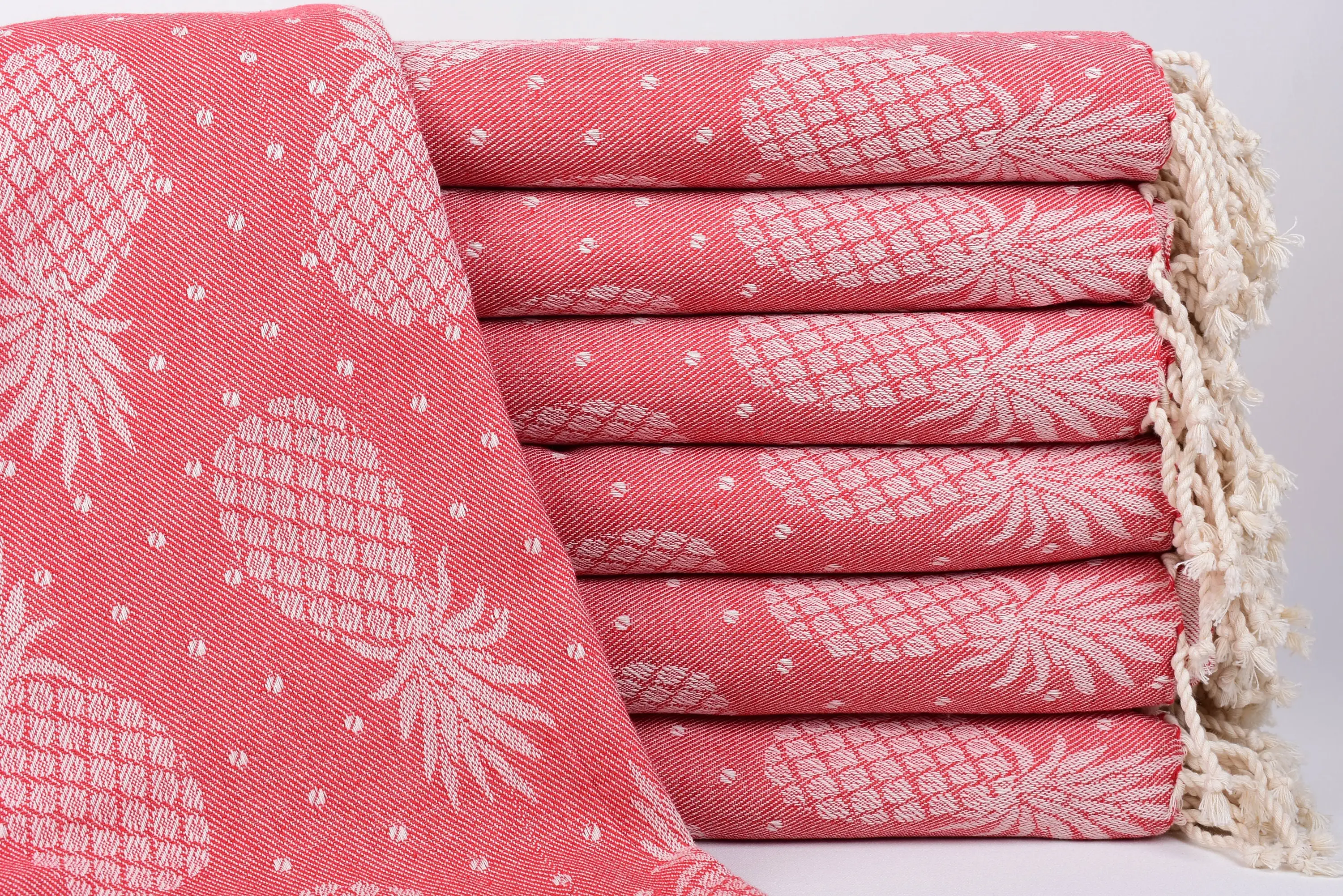 Red Pineapple Design Towel Organic Cotton, 79x40 Inches, Wedding Gift - 1