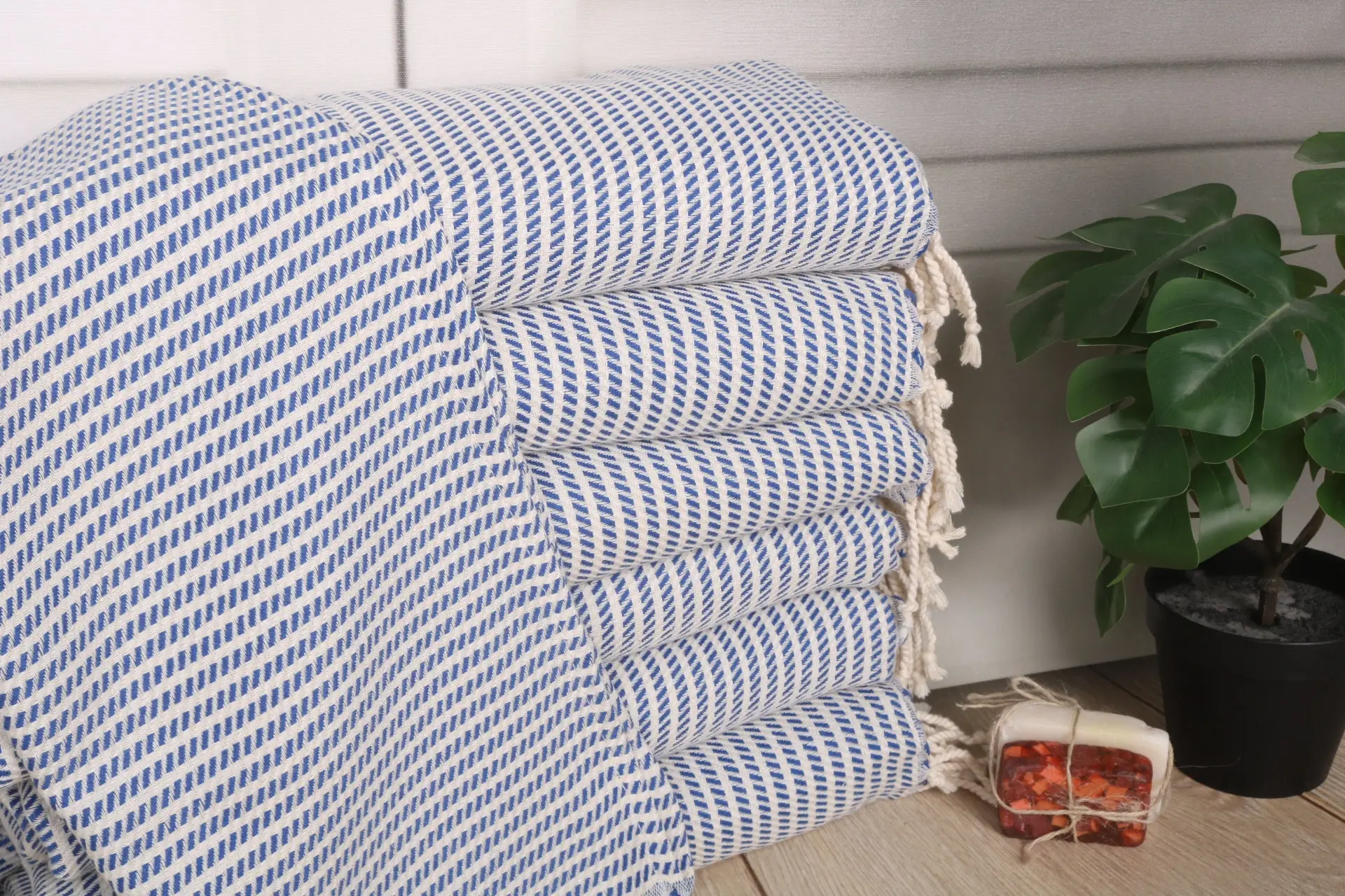 Personalized Sax Blue Cotton Dish Towel Polka Dot, 20x40 Inches - 1