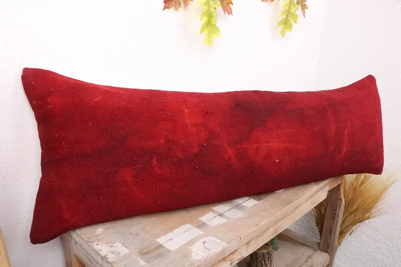 Boho Pillow, Vintage Pillow Cover, Cushion Case, Vintage Kilim Throw Pillow, 12x36 Red Cushion Case, Pillow for Sofa, Decorative Throw Pillow Cover - 4