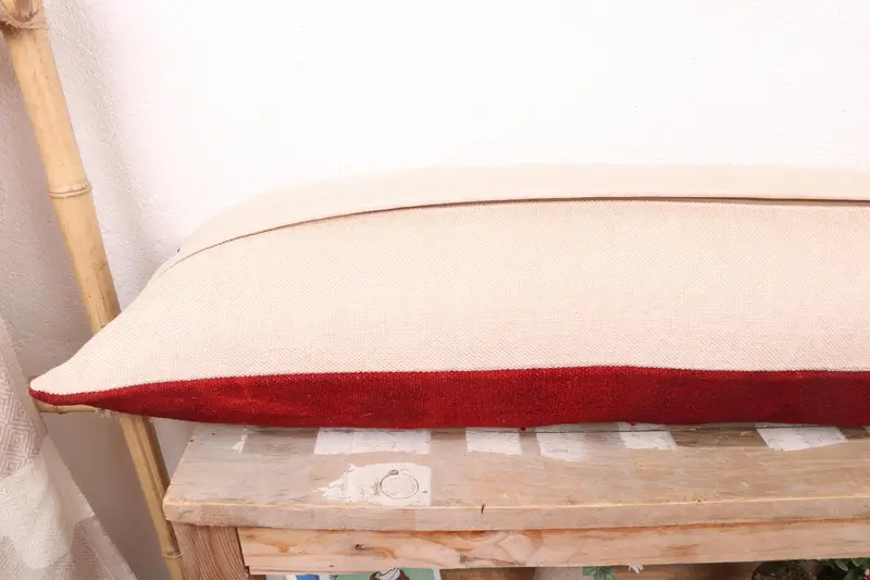 Boho Pillow, Vintage Pillow Cover, Cushion Case, Vintage Kilim Throw Pillow, 12x36 Red Cushion Case, Pillow for Sofa, Decorative Throw Pillow Cover - 7