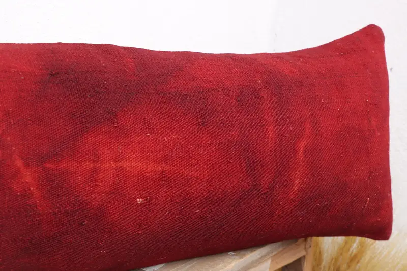 Boho Pillow, Vintage Pillow Cover, Cushion Case, Vintage Kilim Throw Pillow, 12x36 Red Cushion Case, Pillow for Sofa, Decorative Throw Pillow Cover - 5