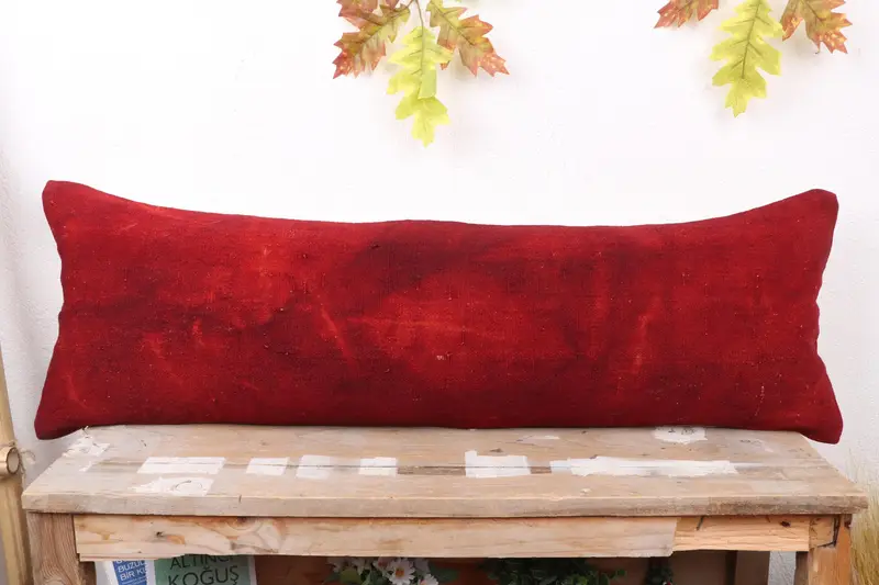 Boho Pillow, Vintage Pillow Cover, Cushion Case, Vintage Kilim Throw Pillow, 12x36 Red Cushion Case, Pillow for Sofa, Decorative Throw Pillow Cover - 2