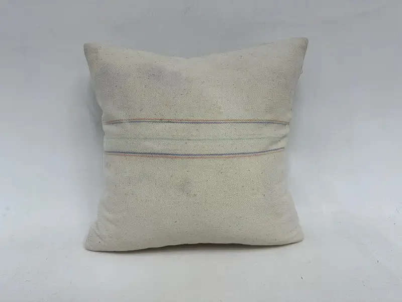 18x18 White Pillow Sham, Nautical Throw Cushion Cover, Antique Pillows, Pillow Case, Throw Kilim Pillow, Boho Pillow Sham Cover - 1