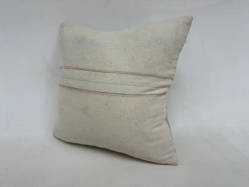 18x18 White Pillow Sham, Nautical Throw Cushion Cover, Antique Pillows, Pillow Case, Throw Kilim Pillow, Boho Pillow Sham Cover - 4