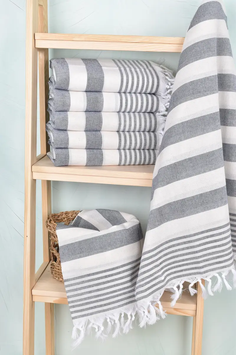 Christmas Favors, Bachelorette Party Gifts, Gym Towel, Monogram Beach Towel, 70x40 Cotton Striped Towel, Absorbent towel, Guest Towel, Gifts For Him - 3