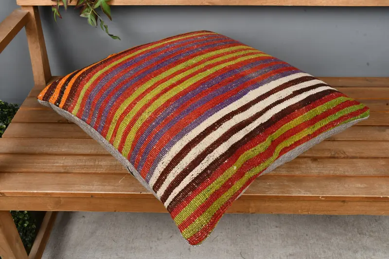 Antique Pillows, Bolster Pillow Case, Kilim Pillow Cover, Authentic Pillow, 22x22 Purple Cushion Case, Cushion Cover, Turkish Pillow - 2