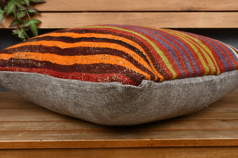 Antique Pillows, Bolster Pillow Case, Kilim Pillow Cover, Authentic Pillow, 22x22 Purple Cushion Case, Cushion Cover, Turkish Pillow - 3