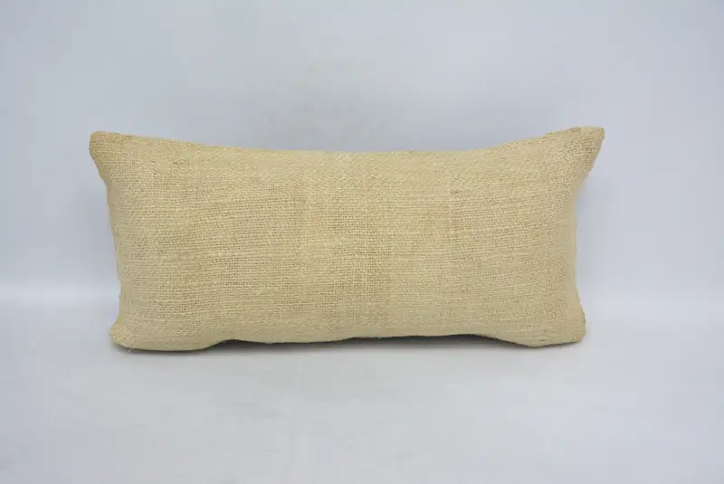 Pillow for Sofa, Kilim Cushion Sham, Handmade Throw Cushion Case, Cushion Cover, 12x24 Beige Cushion Cover, Home Decor Pillow, Natural Cushion Cover - 1