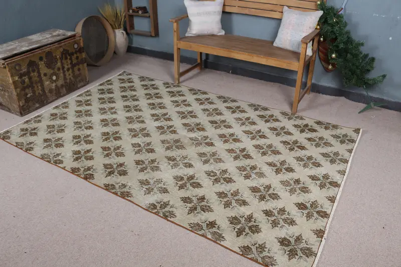 5x8 ft Bej ve Kahverengi Kamuflaj Halı, Çok Yönlü Dekor Temel