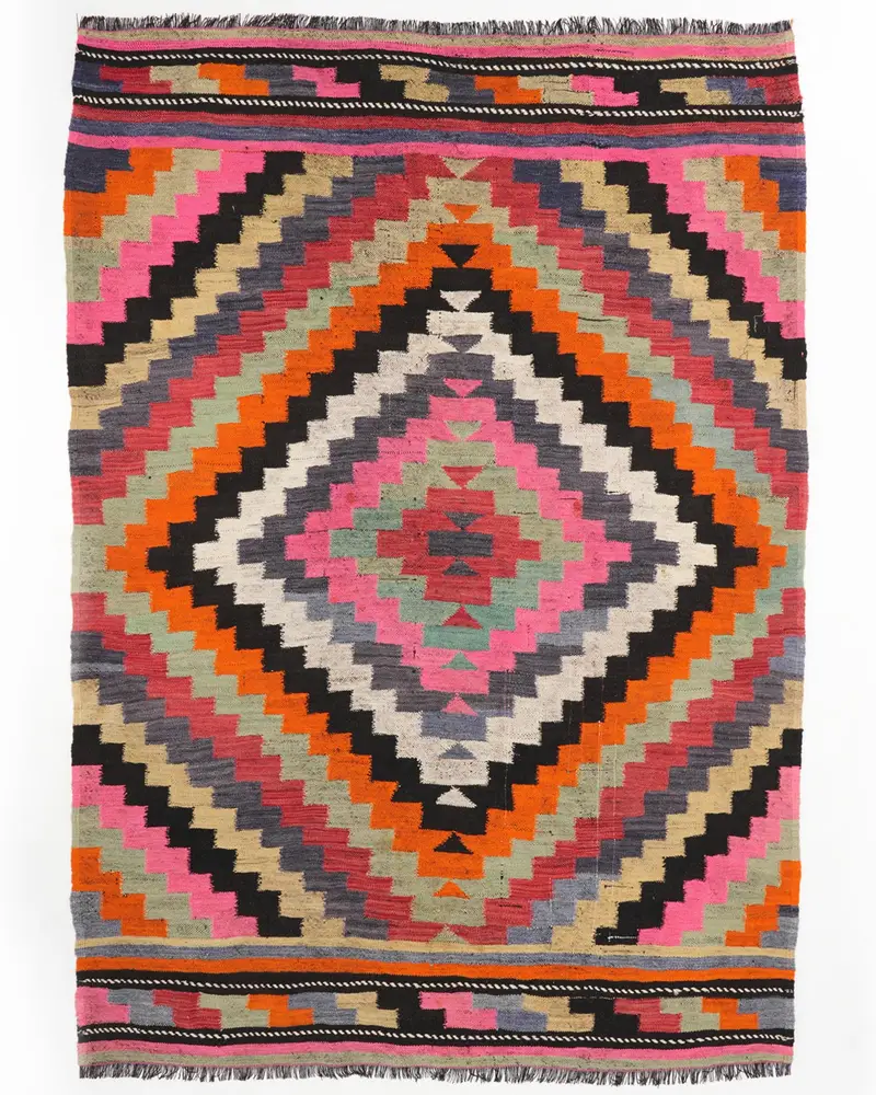 Canlı Turuncu Halı, 6,1x8,2 ​​ft Şık Dekor