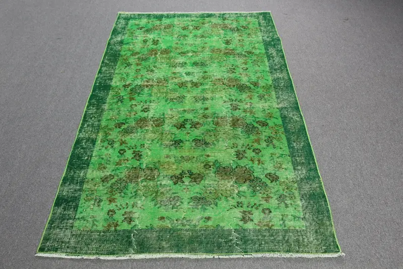 グリーン & ブラウン ストライプ ラグ、3.7x6.7 フィート エレガントな装飾