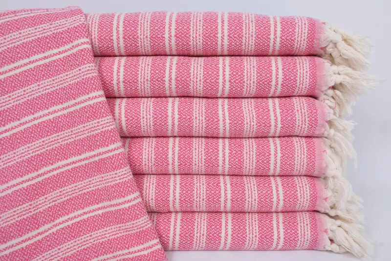 Bridal Shower Favor Pink Organic Cotton Flat Dish Towel, 32x18 Inches