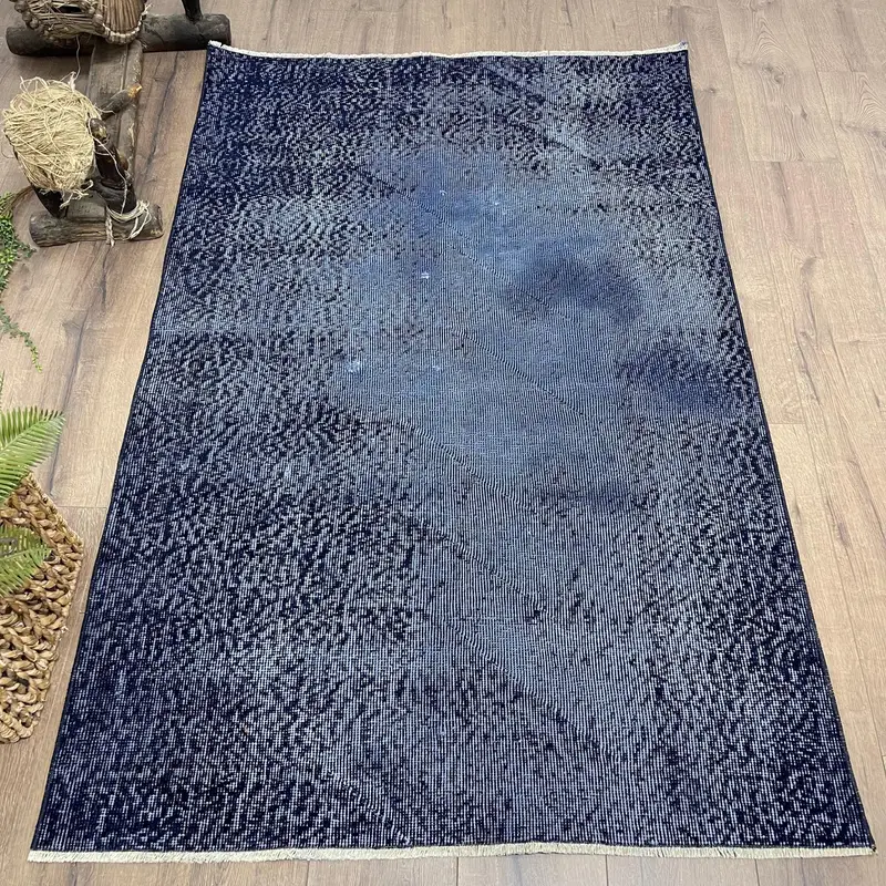 Blauer Ombré-Teppich, 3,5 x 5,4 Fuß, schicker Wohnraumakzent