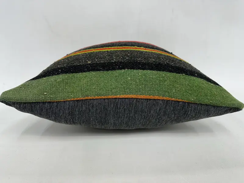 Cozy Throw Cushion Case, Gift Pillow, Handmade Pillow, 18x18 Green Pillow, Ethnical Kilim Rug Pillow, Pillow Case, Pillow for Couch - 5