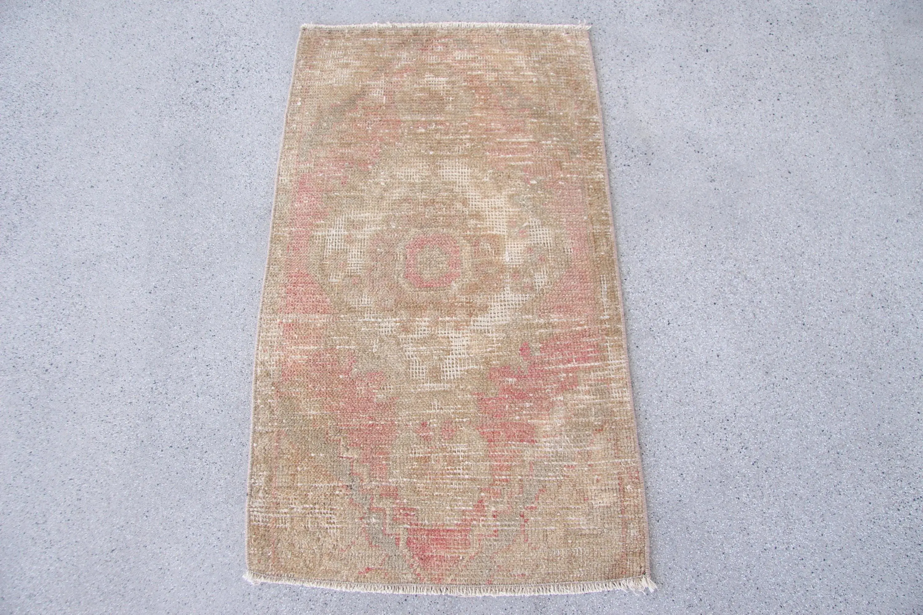 Vintage Rug, 1.5x2.6 ft Small Turkish Rug, Brown Red Floral Rug - 1