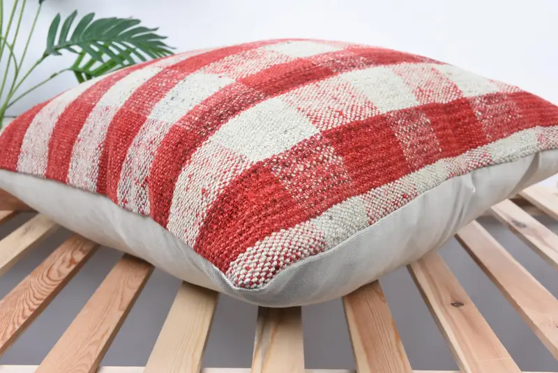 24x24 Red Pillow Case, Vintage Kilim Pillow, Gift Pillow, Kilim Cushion Sham, Garden Pillow Cover, Handmade Pillow Case, Cushion Cover - 6