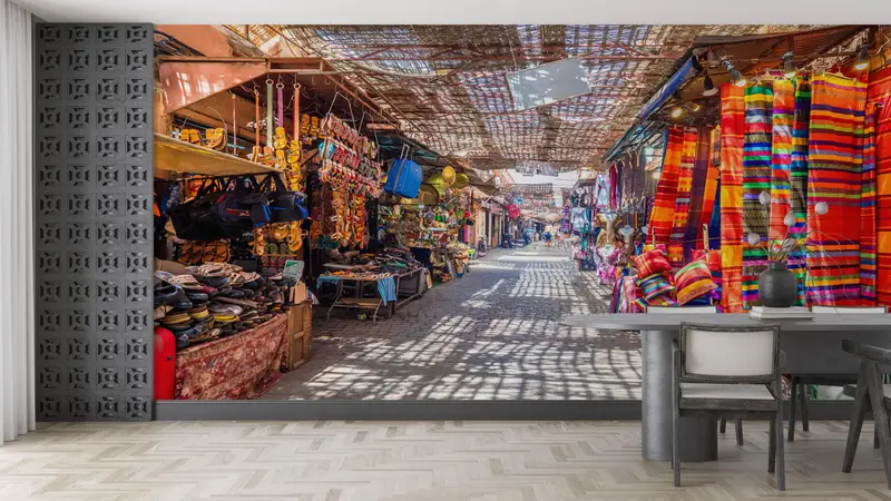 Printable Wall Art, Bazaar Wall Print, Old Medina Marrakech Mural, Landscape Wall Painting, Landscape Paper Craft, 3D Paper Wall Art, - 8