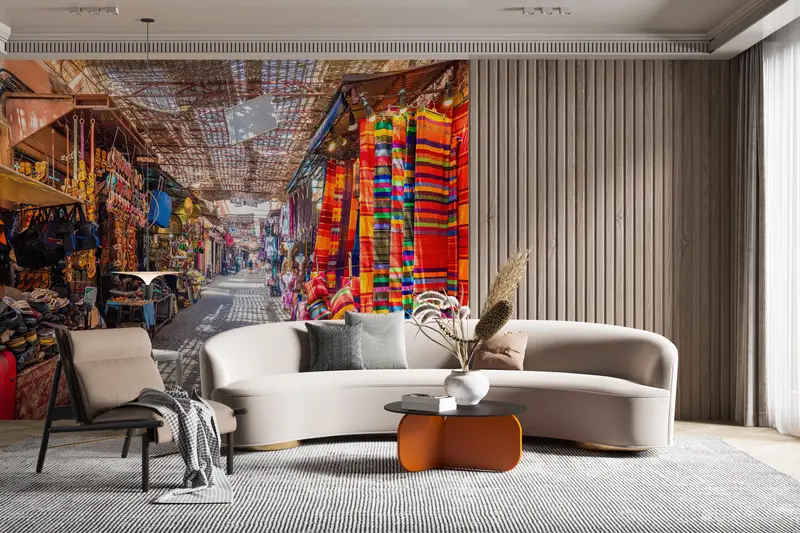Printable Wall Art, Bazaar Wall Print, Old Medina Marrakech Mural, Landscape Wall Painting, Landscape Paper Craft, 3D Paper Wall Art, - 9