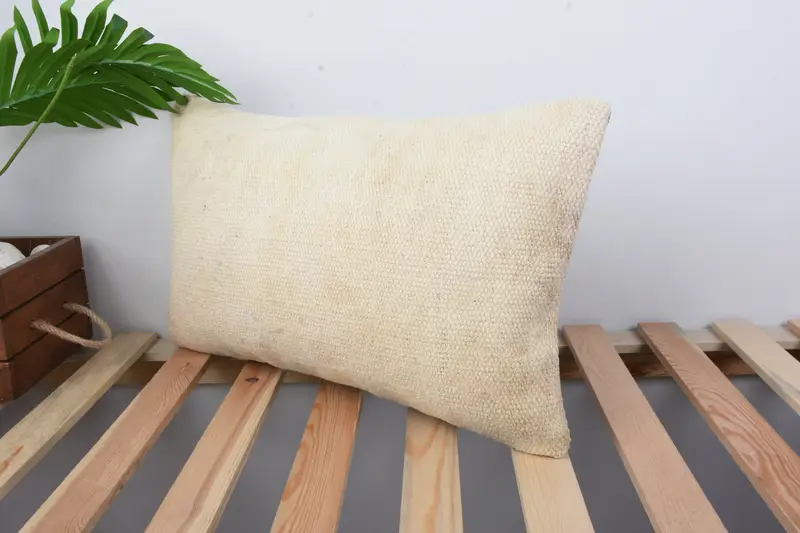 Decorative Cushion, Gift Pillow, Cotton Cushion Case, Boho Pillow Sham Cover, Pillow Sham, 12x20 Beige Pillow Sham, Throw Kilim Pillow - 5