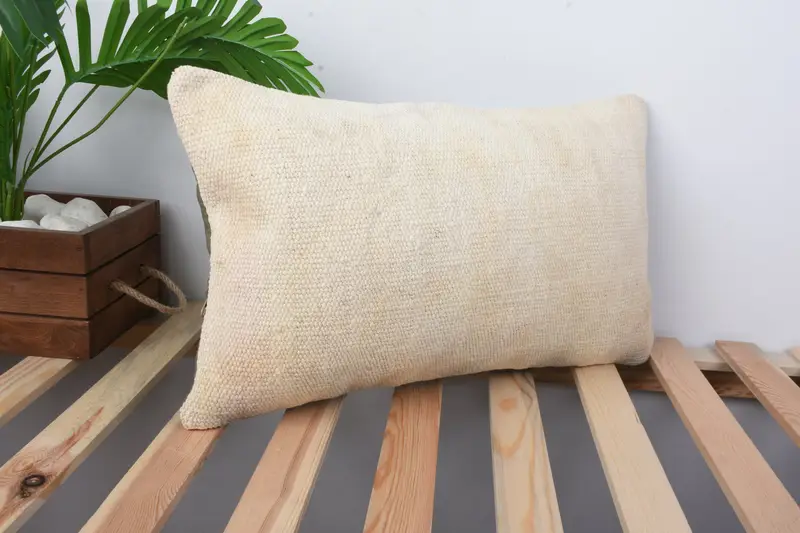 Decorative Cushion, Gift Pillow, Cotton Cushion Case, Boho Pillow Sham Cover, Pillow Sham, 12x20 Beige Pillow Sham, Throw Kilim Pillow - 4