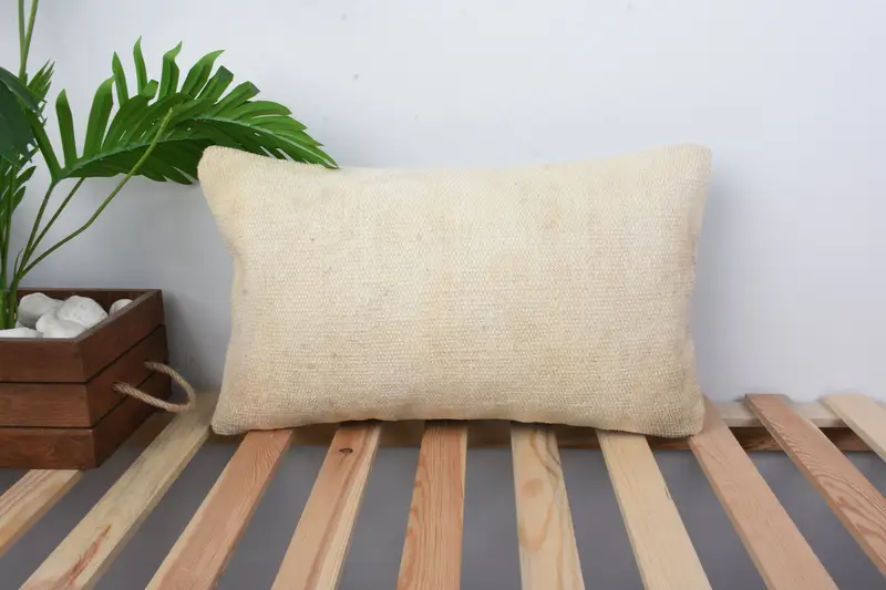 Decorative Cushion, Gift Pillow, Cotton Cushion Case, Boho Pillow Sham Cover, Pillow Sham, 12x20 Beige Pillow Sham, Throw Kilim Pillow - 1