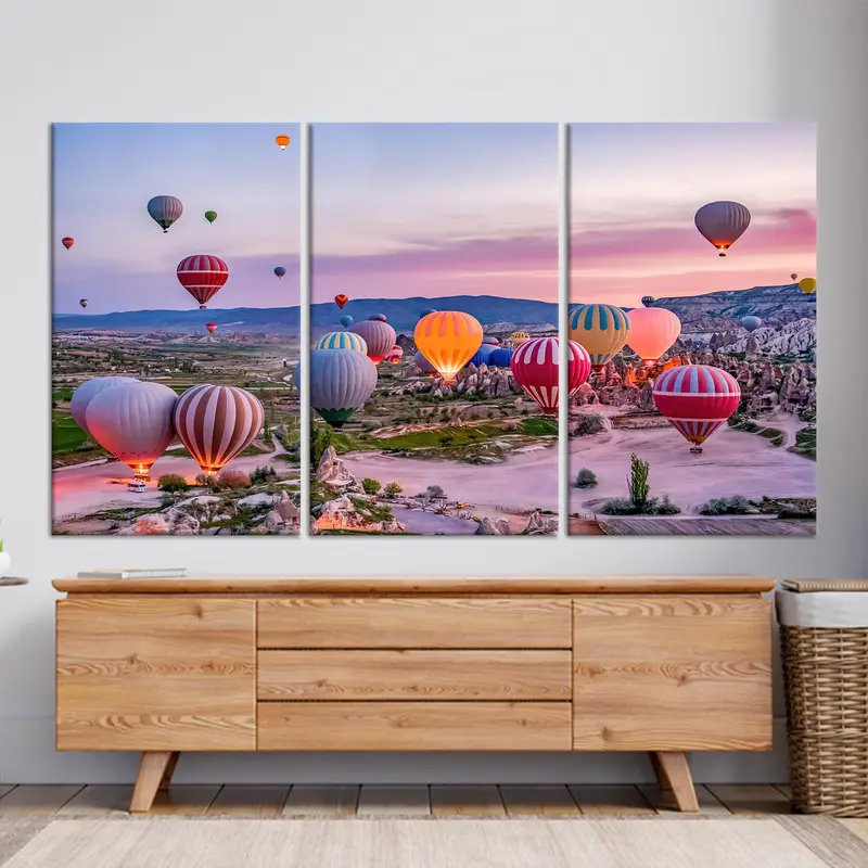 Cappadocia Air Balloon Canvas: Turkish Nature Art Print