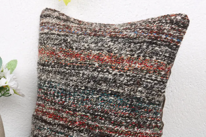 Cushion, Pet Pillow Case, Vintage Pillow, Bohemian Cushion Cushion Cover, Home Decor Pillow, Turkish Kilim Pillow, 12x12 Brown Pillow Cover - 5