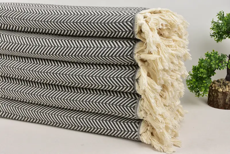 Best Wedding Gift, Turkish Bedspread, Custom Wedding Gifts, Housewarming Gift, Decorative Blanket, Handmade Gift, 92x76 Cotton Chevron Towel - 3