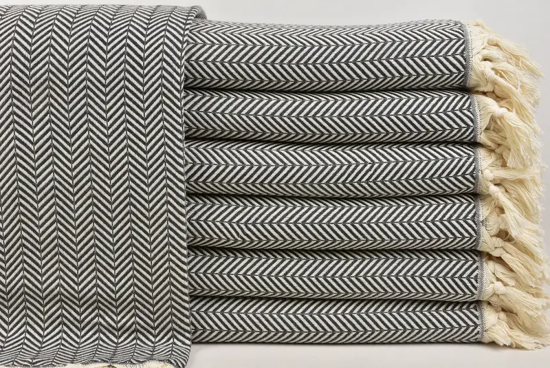 Best Wedding Gift, Turkish Bedspread, Custom Wedding Gifts, Housewarming Gift, Decorative Blanket, Handmade Gift, 92x76 Cotton Chevron Towel - 1
