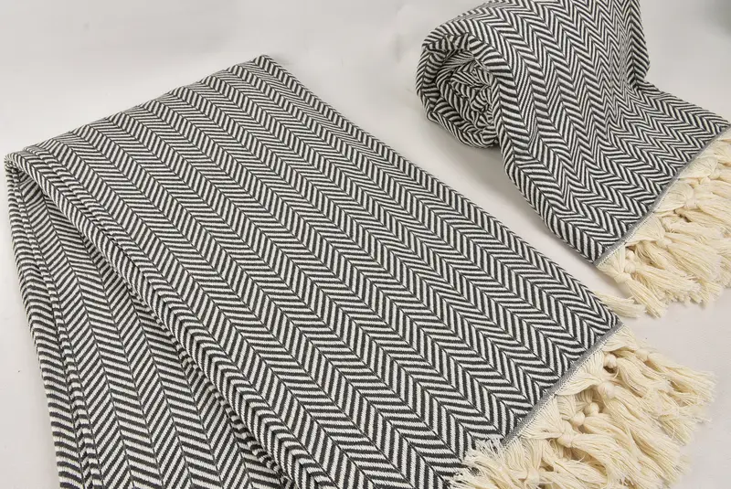 Best Wedding Gift, Turkish Bedspread, Custom Wedding Gifts, Housewarming Gift, Decorative Blanket, Handmade Gift, 92x76 Cotton Chevron Towel - 7