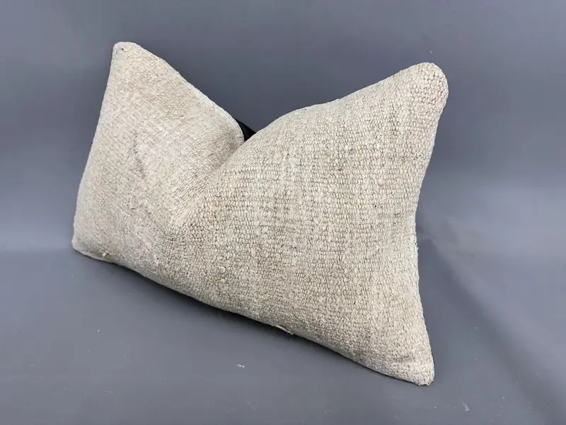 Vintage Kilim Throw Pillow, Vintage Pillow, Nomadic Pillow, Tapestry Pillow Cover, Handmade Kilim Cushion, 12x20 Beige Pillow Case, Pillow Case - 3