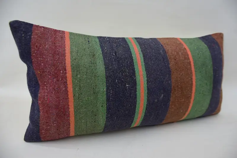 Pillow, Vintage Pillow, Kilim Cushion Sham, Car Cushion Case, Vintage Kilim Pillow, 12x24 Blue Pillow Case, Personalized Gift Pillow Cushion Case - 2