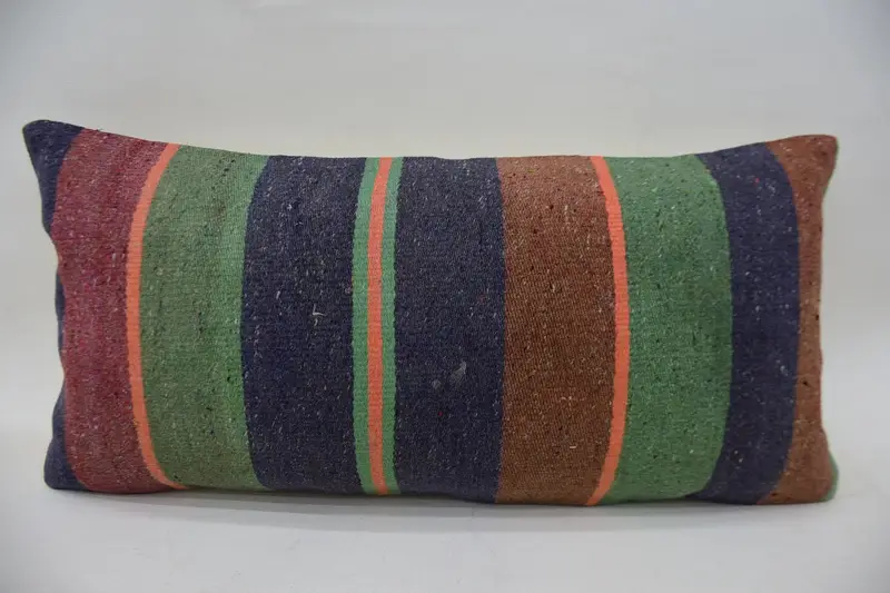 Pillow, Vintage Pillow, Kilim Cushion Sham, Car Cushion Case, Vintage Kilim Pillow, 12x24 Blue Pillow Case, Personalized Gift Pillow Cushion Case - 4